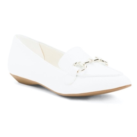 NEW Anne Klein | White Snakeskin Embossed Loafer - Picture 1 of 6
